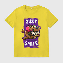 Футболка хлопковая мужская Просто улыбнись, цвет: желтый