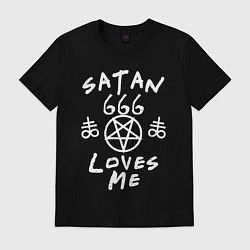 Футболка хлопковая мужская Satan 666 loves me, цвет: черный