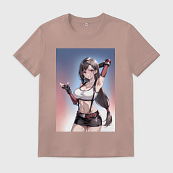 Футболка хлопковая мужская Тифа Локхарт из Final Fantasy VII, цвет: пыльно-розовый