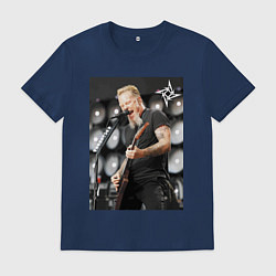 Футболка хлопковая мужская James Alan Hatfield - Metallica, цвет: тёмно-синий