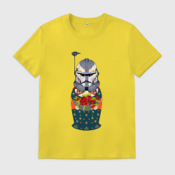Футболка хлопковая мужская Матрешка шлем штурмовика, цвет: желтый