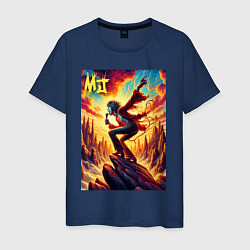 Футболка хлопковая мужская Mick Jagger -mountain fantasy, цвет: тёмно-синий