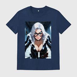 Футболка хлопковая мужская Черная кошка Фелиция Харди, цвет: тёмно-синий