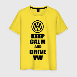 Футболка хлопковая мужская Keep Calm & Drive VW, цвет: желтый