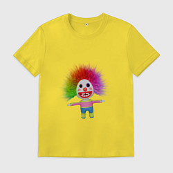 Футболка хлопковая мужская Клоун мультфильм разноцветный, цвет: желтый