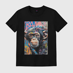 Футболка хлопковая мужская Graffiti monkey, цвет: черный