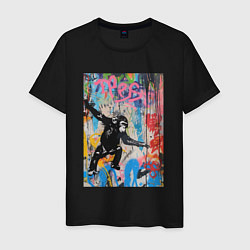 Футболка хлопковая мужская Monkey graffiti, цвет: черный
