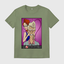 Футболка хлопковая мужская Ghostbusters - Egon and Janine, цвет: авокадо
