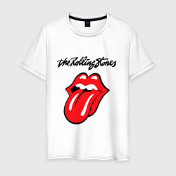 Футболка хлопковая мужская Rolling Stones - logo, цвет: белый