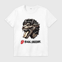 Футболка хлопковая мужская Mick Jagger - stylization, цвет: белый