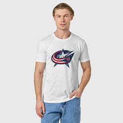 Футболка хлопковая мужская Columbus blue jackets - hockey team - emblem, цвет: белый — фото 2