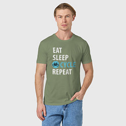 Футболка хлопковая мужская Еда сон велик, цвет: авокадо — фото 2