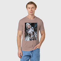 Футболка хлопковая мужская Девушка-наемница, цвет: пыльно-розовый — фото 2