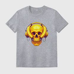 Футболка хлопковая мужская Yellow skull and bananas - cyberpunk, цвет: меланж