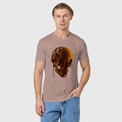 Футболка хлопковая мужская Оранжевый череп в тенях, цвет: пыльно-розовый — фото 2