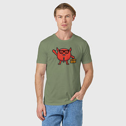 Футболка хлопковая мужская Офисный дьяволёнок, цвет: авокадо — фото 2