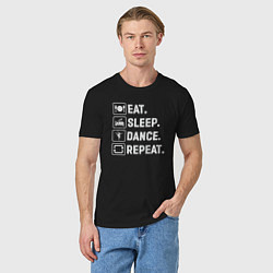 Футболка хлопковая мужская Есть спать танцевать повторять, цвет: черный — фото 2