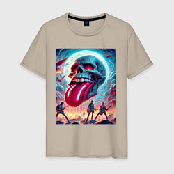 Футболка хлопковая мужская Rolling Stones - skull transformation, цвет: миндальный