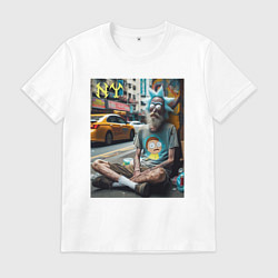 Футболка хлопковая мужская Rick Sanchez is a hippie from New York, цвет: белый