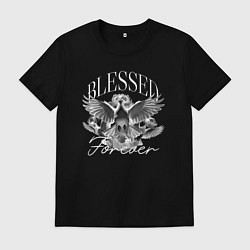 Футболка хлопковая мужская Blessed forever, цвет: черный