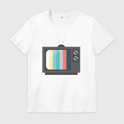 Футболка хлопковая мужская Old television, цвет: белый