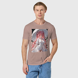 Футболка хлопковая мужская Принцесса сидит под зонтиком, цвет: пыльно-розовый — фото 2