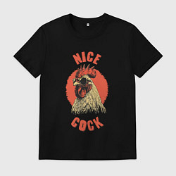 Футболка хлопковая мужская Милый петушок, цвет: черный