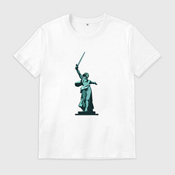 Футболка хлопковая мужская Родина мать победа, цвет: белый