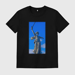 Футболка хлопковая мужская Родина мать статуя, цвет: черный