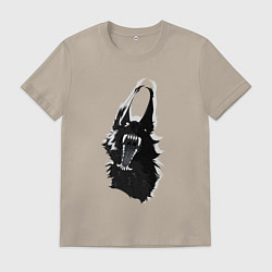 Футболка хлопковая мужская Оборотень рык, цвет: миндальный