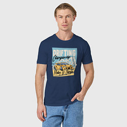 Футболка хлопковая мужская Drifting championship, цвет: тёмно-синий — фото 2