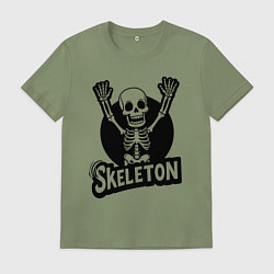 Футболка хлопковая мужская Skeleton с поднятыми руками, цвет: авокадо