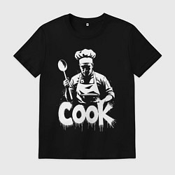 Футболка хлопковая мужская Повар с большой ложкой, цвет: черный
