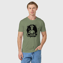 Футболка хлопковая мужская Шеф-повар с ложкой черной краской, цвет: авокадо — фото 2