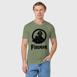 Футболка хлопковая мужская Пожарный аниме, цвет: авокадо — фото 2
