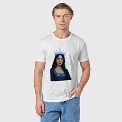 Футболка хлопковая мужская Билли Айлиш с короной, цвет: белый — фото 2