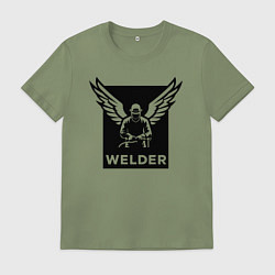 Футболка хлопковая мужская Сварщик с крыльями, цвет: авокадо