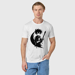 Футболка хлопковая мужская Художник с кистью аниме, цвет: белый — фото 2