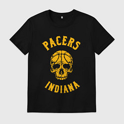 Футболка хлопковая мужская Indiana Pacers skull, цвет: черный