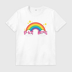 Футболка хлопковая мужская Black Metal And Rainbow, цвет: белый