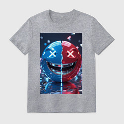 Футболка хлопковая мужская Смайлик твоего переменного настроения, цвет: меланж