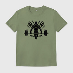 Футболка хлопковая мужская Пауэрлифтинг лого, цвет: авокадо