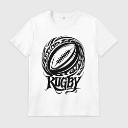 Футболка хлопковая мужская Регби орнамент, цвет: белый