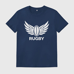 Футболка хлопковая мужская Крылья регби, цвет: тёмно-синий