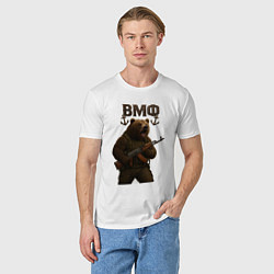 Футболка хлопковая мужская ВМФ медведь с автоматом, цвет: белый — фото 2