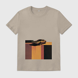 Футболка хлопковая мужская Ретрофутуризм спорткар поп-арт 1970-е, цвет: миндальный