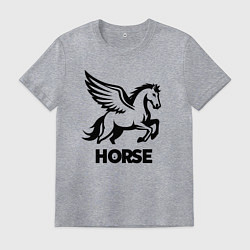 Футболка хлопковая мужская Крылатый конь, цвет: меланж