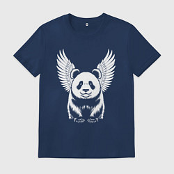 Футболка хлопковая мужская Крылатая панда, цвет: тёмно-синий