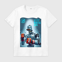 Футболка хлопковая мужская Bender bending robot - mixed martial artist, цвет: белый
