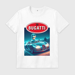 Футболка хлопковая мужская Бендер на Бугатти, цвет: белый